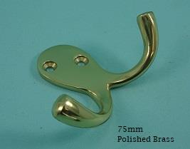 Double Wardrobe Hook Victorian Solid Brass - 433