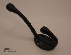Hat & Coat Hook, Victorian Black Antique - 530