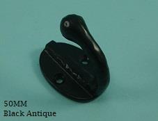 Single Wardrobe Hook Victorian Black Antique - 533