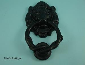 Lion Head Door Knocker - Black Antique - 574