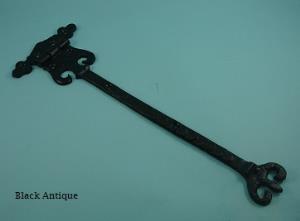 280mm Fancy Tee Hinges - Black Antique (Pair) - 580