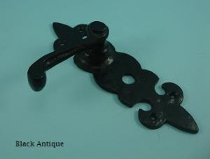 Fleur De Lys Lever Bathroom Lock Set - Black Antique (Pair) - 592