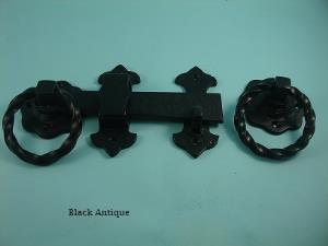 Twisted Ring Gate Latch Set - Black Antique - 596
