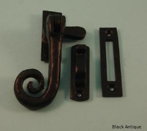 Black Antique Casement Fastener, Curly Tail - 229