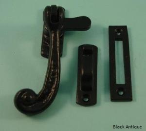 Black Antique Casement Fastener, Swirl Tail - 233