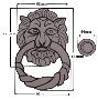 Lion Head Door Knocker - Black Antique - 574